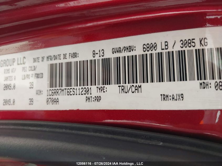 2014 Ram 1500 Sport VIN: 1C6RR7MT6ES112301 Lot: 12056116