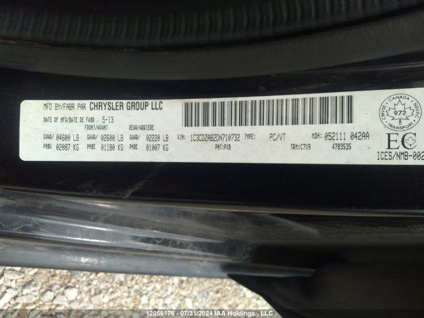 2013 Dodge Avenger Se VIN: 1C3CDZAB2DN710732 Lot: 12056176