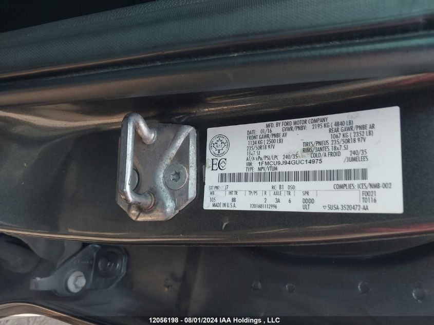 2016 Ford Escape Titanium VIN: 1FMCU9J94GUC14975 Lot: 12056198