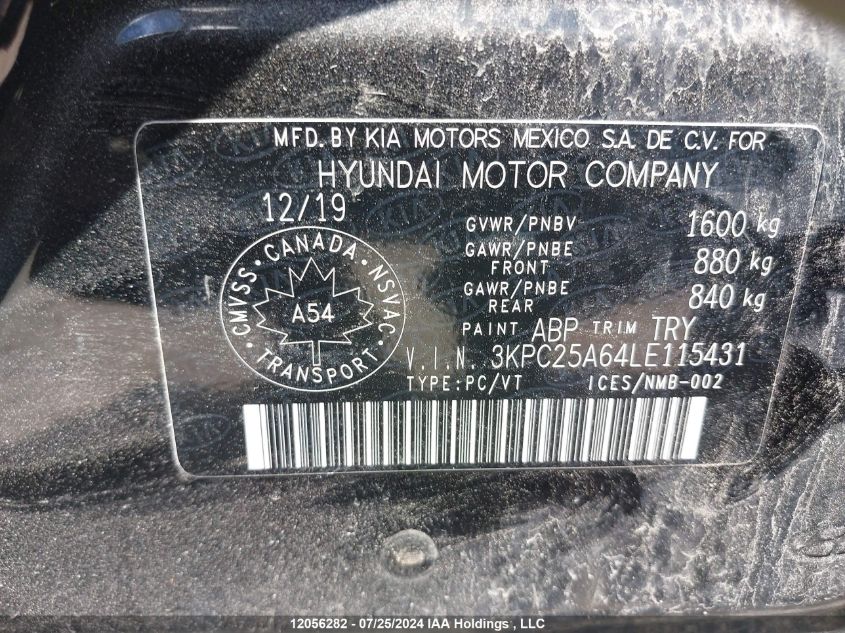 2020 Hyundai Accent Preferred Auto Ivt VIN: 3KPC25A64LE115431 Lot: 12056282