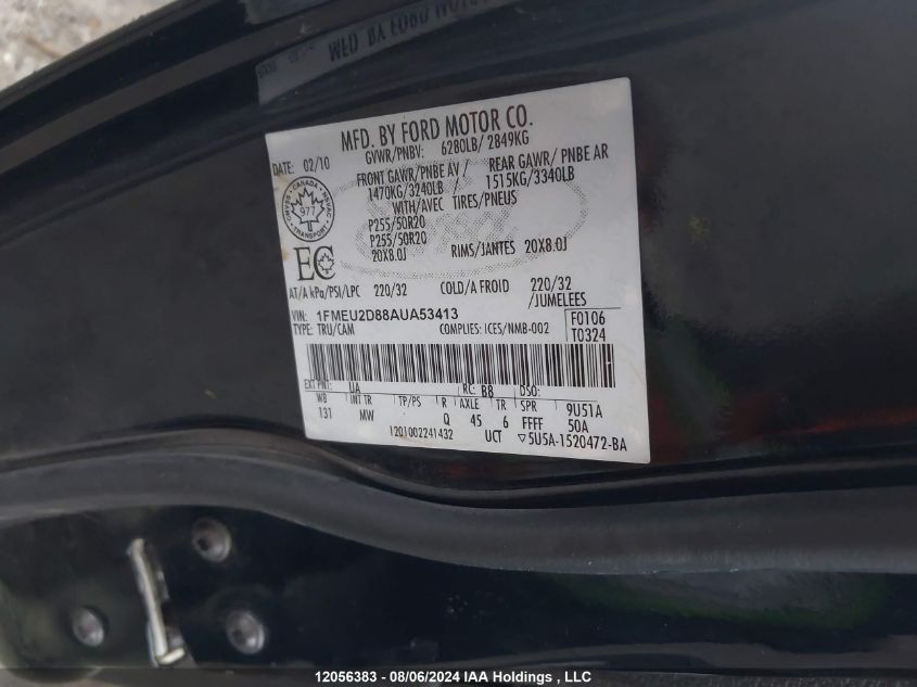 2010 Ford Explorer Sport Trac VIN: 1FMEU2D88AUA53413 Lot: 12056383