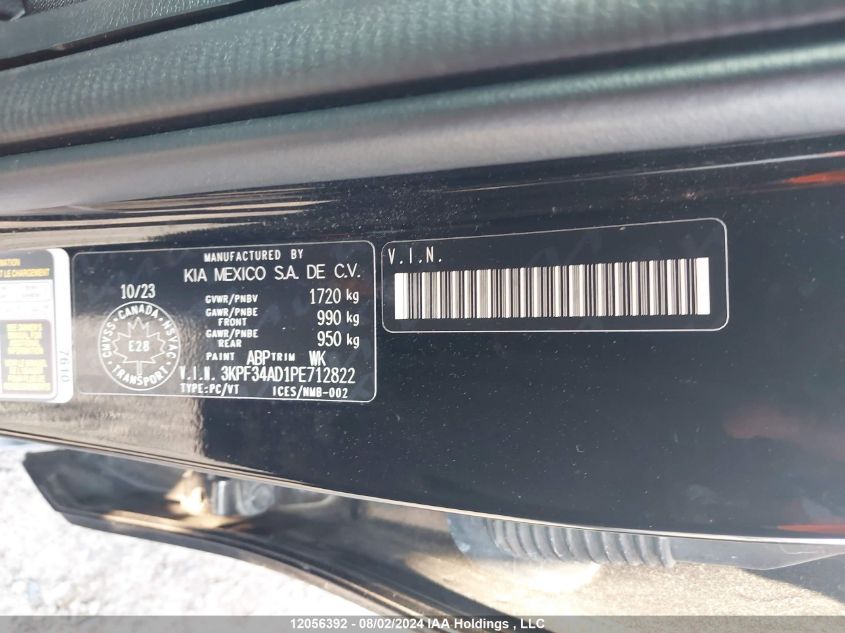 2023 Kia Forte VIN: 3KPF34AD1PE712822 Lot: 12056392