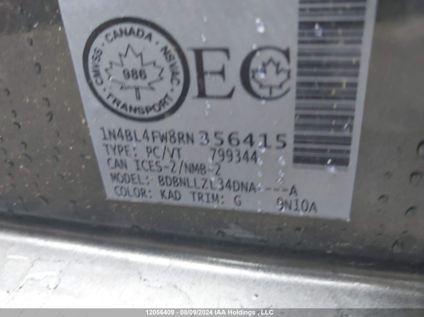 2024 Nissan Altima VIN: 1N4BL4FW8RN356415 Lot: 12056409