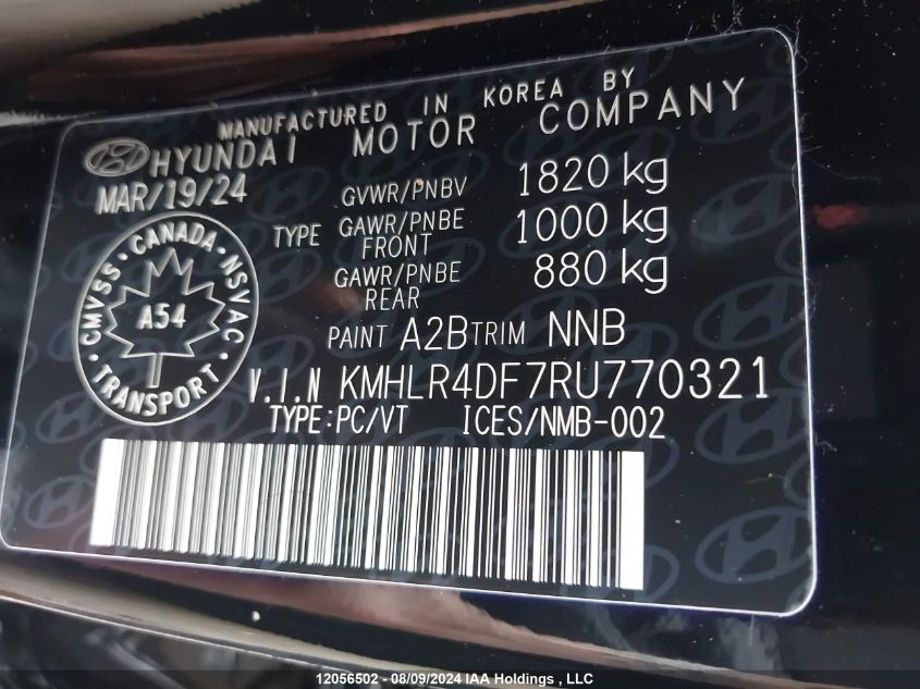 2024 Hyundai Elantra N Line VIN: KMHLR4DF7RU770321 Lot: 12056502