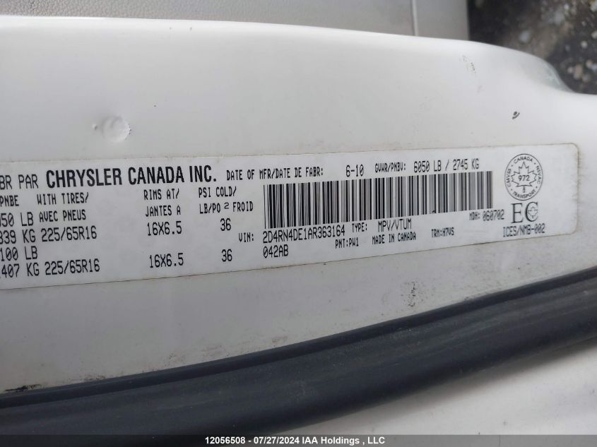 2010 Dodge Grand Caravan Se VIN: 2D4RN4DE1AR363164 Lot: 12056508