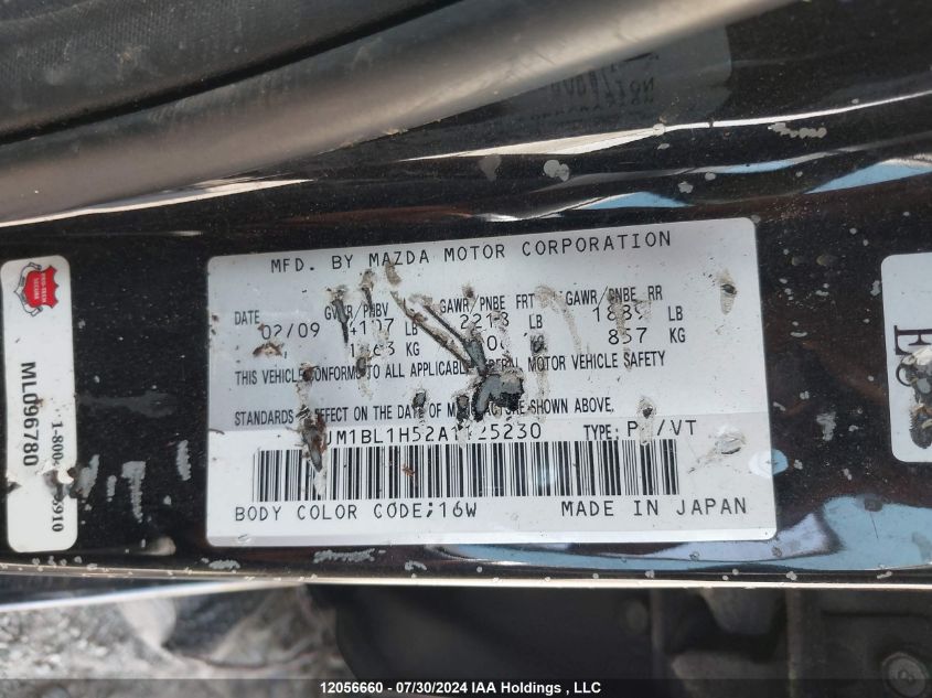 2010 Mazda Mazda3 VIN: JM1BL1H52A1125230 Lot: 12056660