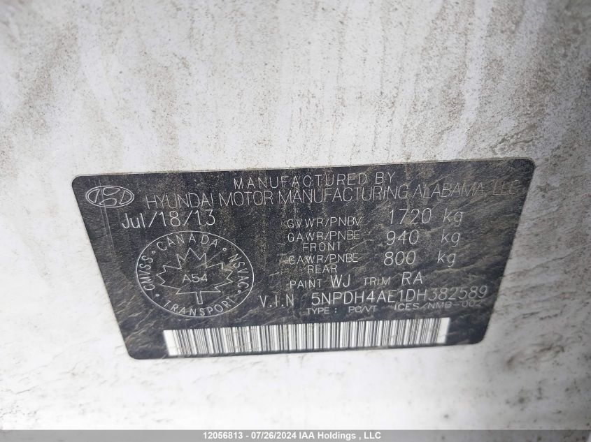 2013 Hyundai Elantra Gl VIN: 5NPDH4AE1DH382589 Lot: 12056813