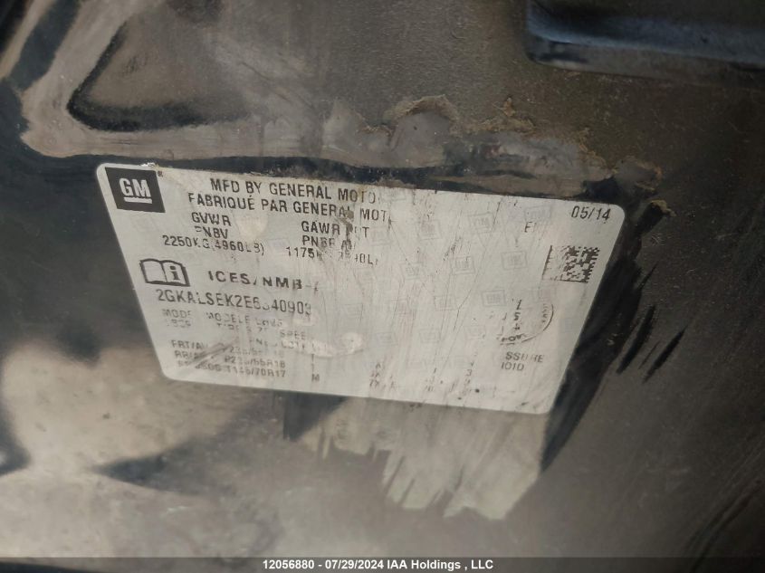 2014 GMC Terrain VIN: 2GKALSEK2E6340903 Lot: 12056880
