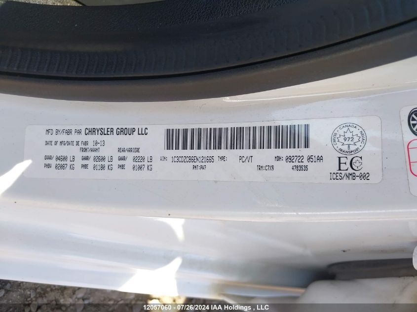 2014 Dodge Avenger Sxt VIN: 1C3CDZCB6EN121665 Lot: 12057060