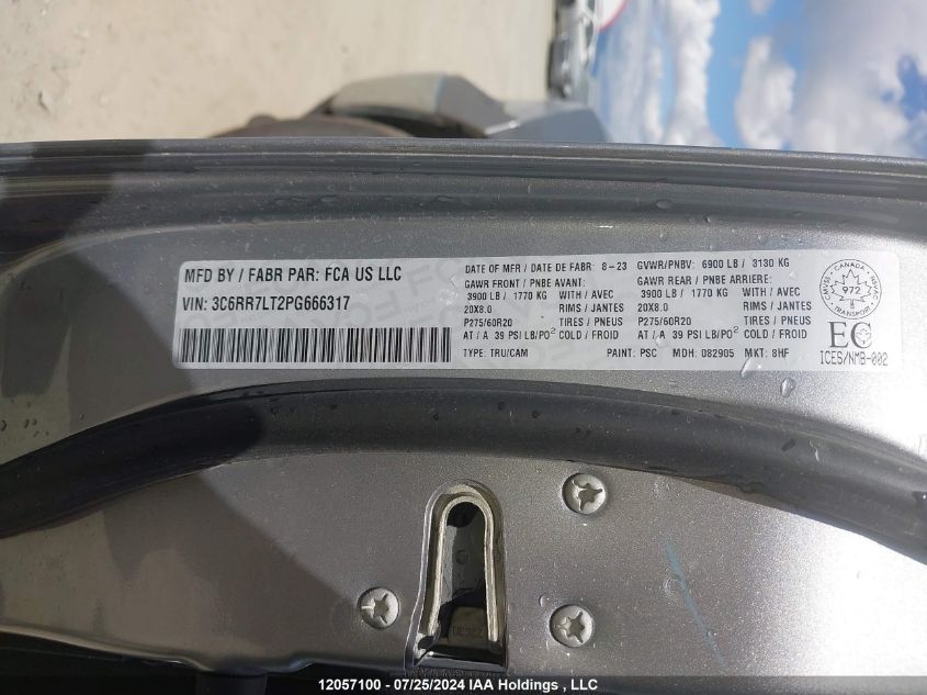 2023 Ram 1500 Classic Slt VIN: 3C6RR7LT2PG666317 Lot: 12057100