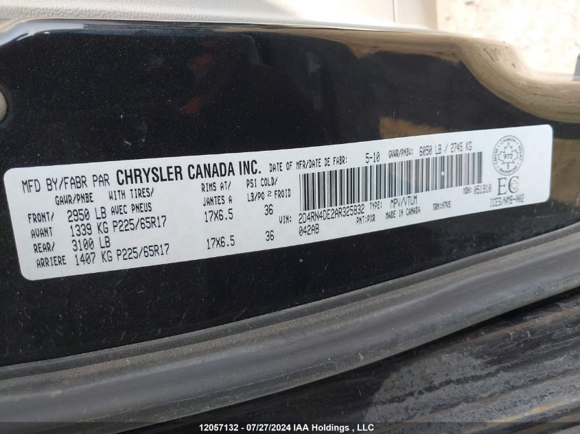 2010 Dodge Grand Caravan Se VIN: 2D4RN4DE2AR325832 Lot: 12057132