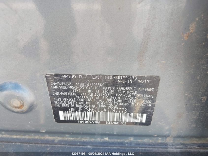 2010 Subaru Forester VIN: JF2SH6CC9AG797773 Lot: 12057198