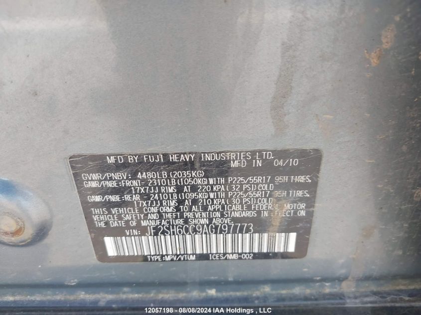 2010 Subaru Forester VIN: JF2SH6CC9AG797773 Lot: 12057198