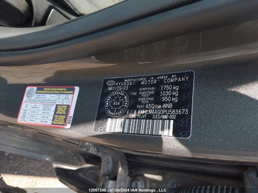 2023 Hyundai Elantra Sel VIN: KMHLM4AG0PU583673 Lot: 12057245