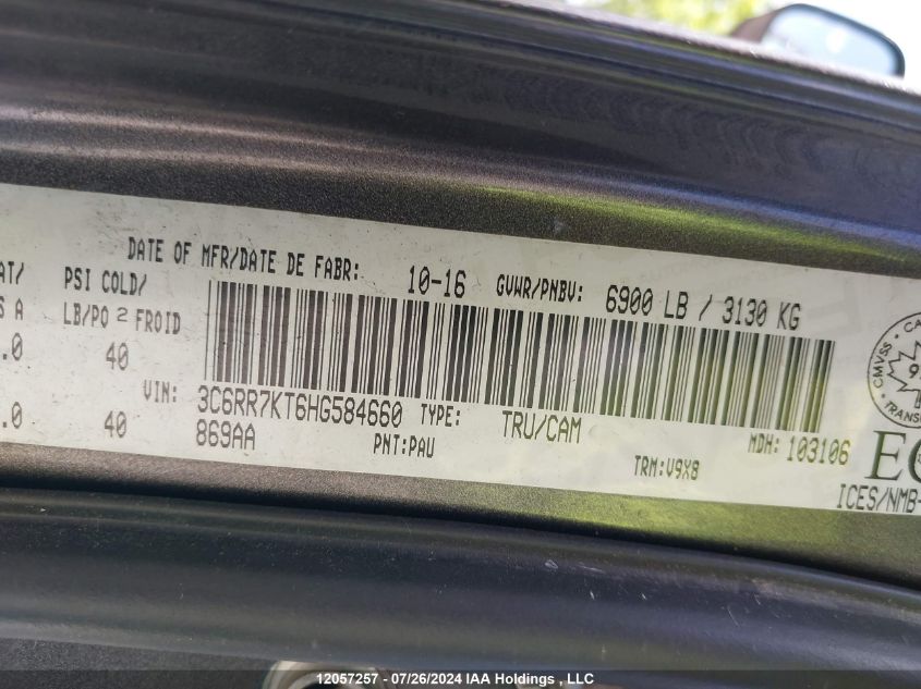 2017 Ram 1500 St VIN: 3C6RR7KT6HG584660 Lot: 12057257