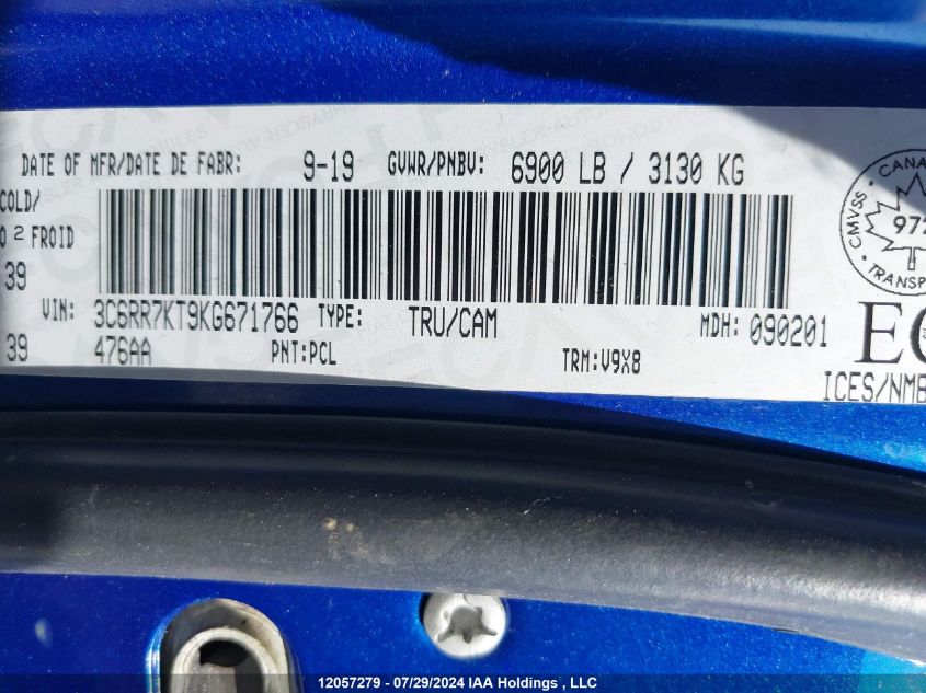 2019 Ram 1500 Classic Tradesman VIN: 3C6RR7KT9KG671766 Lot: 12057279