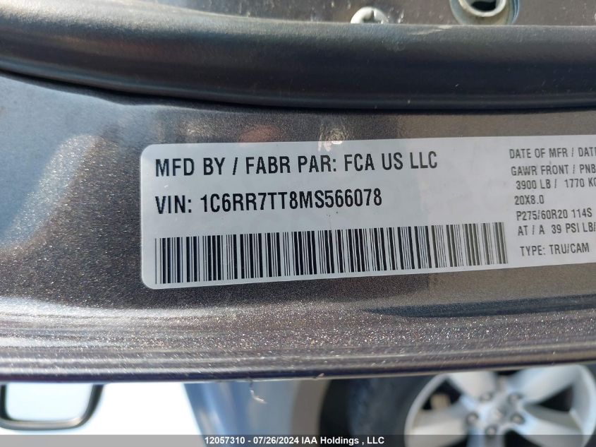 2021 Ram 1500 Classic Slt VIN: 1C6RR7TT8MS566078 Lot: 12057310