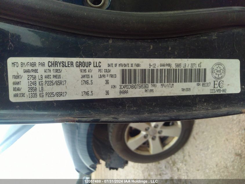 2013 Dodge Journey Se VIN: 3C4PDCABXDT505363 Lot: 12057488