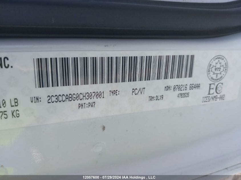 2012 Chrysler 300 S V6 VIN: 2C3CCABG0CH307001 Lot: 12057600