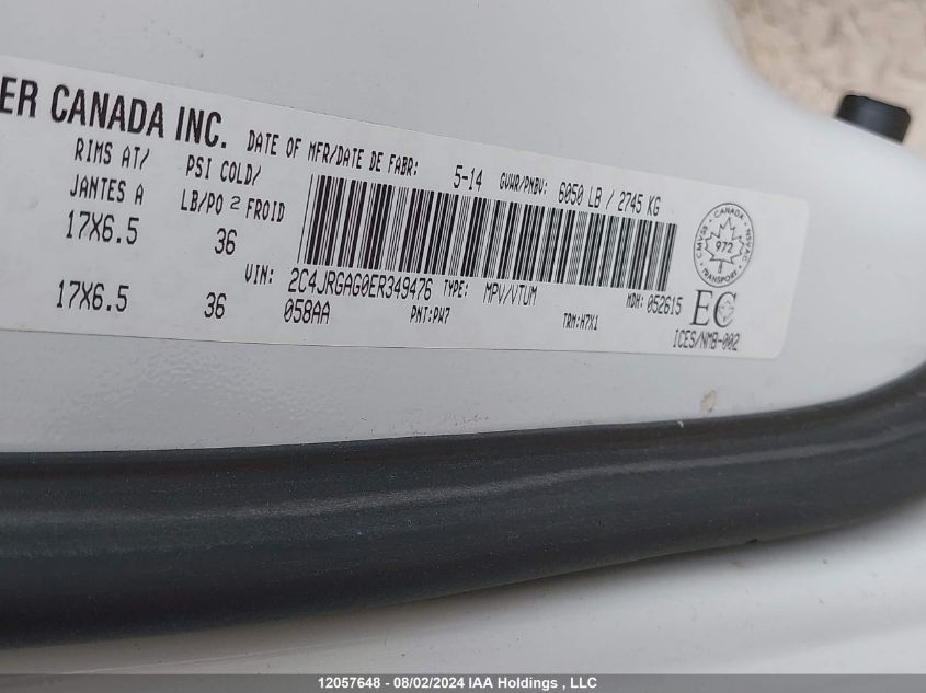 2014 Ram Cargo VIN: 2C4JRGAG0ER349476 Lot: 12057648