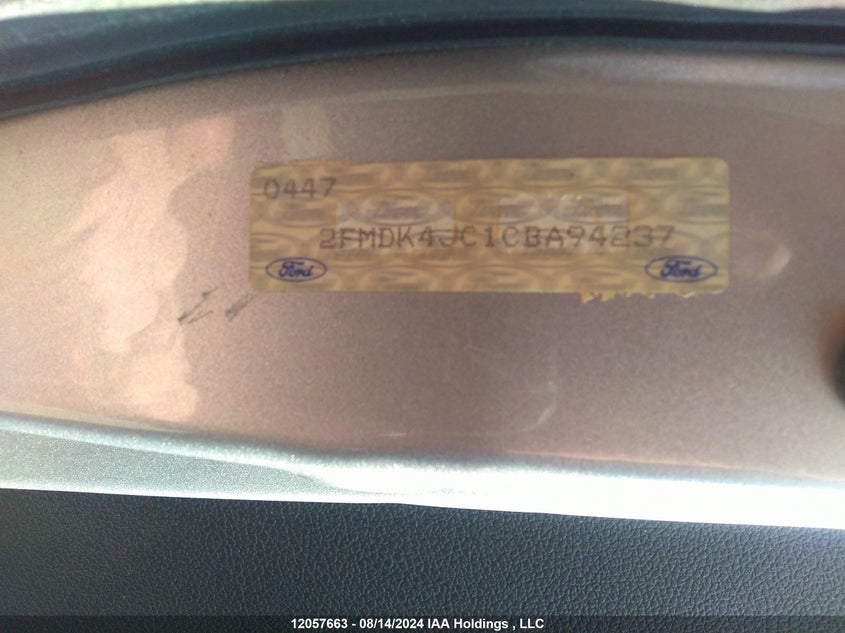 2012 Ford Edge Sel VIN: 2FMDK4JC1CBA94237 Lot: 12057663