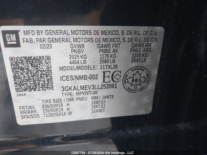 2020 GMC Terrain VIN: 3GKALMEV3LL253591 Lot: 12057784