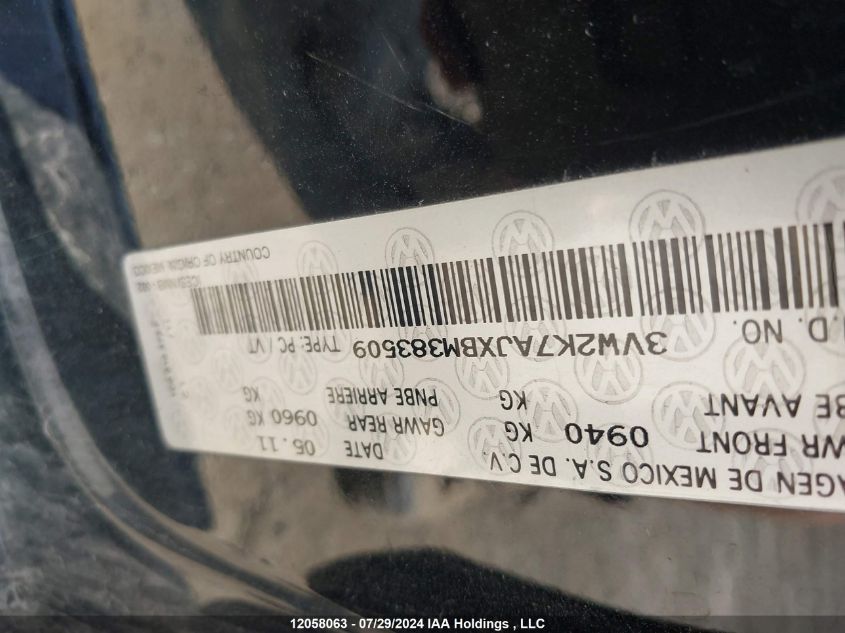 2011 Volkswagen Jetta S VIN: 3VW2K7AJXBM383509 Lot: 12058063