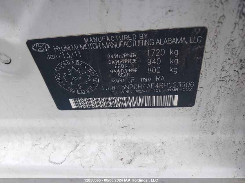 2011 Hyundai Elantra Gls/Limited VIN: 5NPDH4AE4BH023900 Lot: 12058065