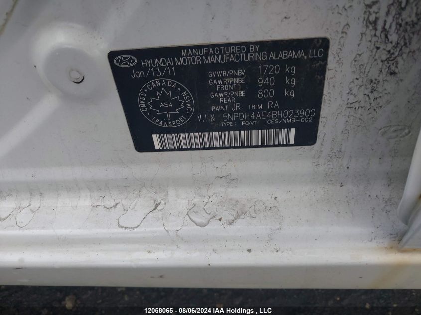 2011 Hyundai Elantra Gls/Limited VIN: 5NPDH4AE4BH023900 Lot: 12058065