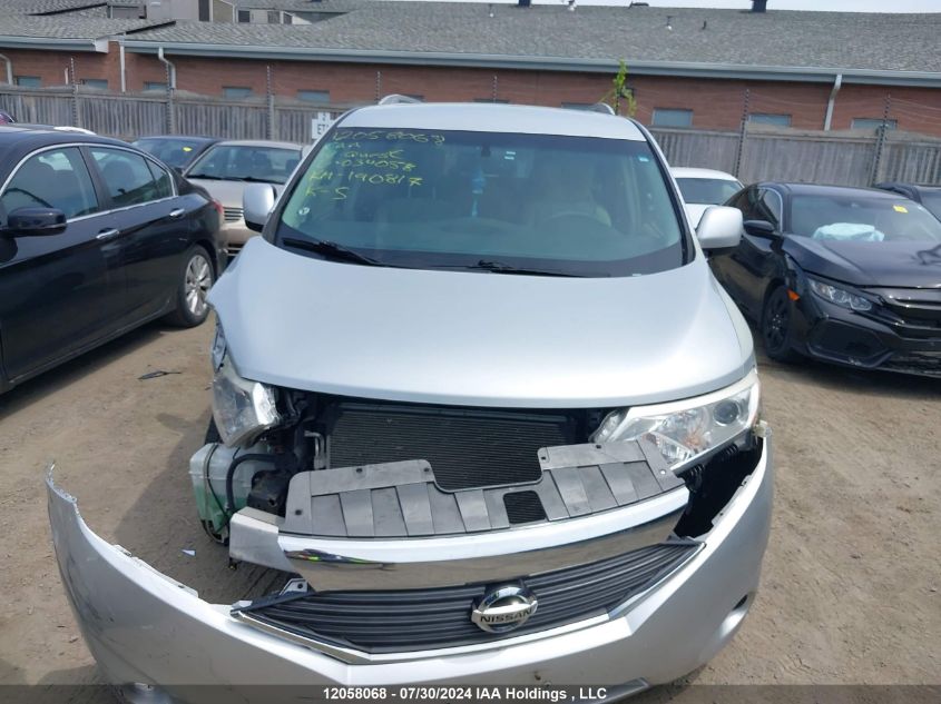 2012 Nissan Quest S VIN: JN8AE2KP1C9034058 Lot: 12058068