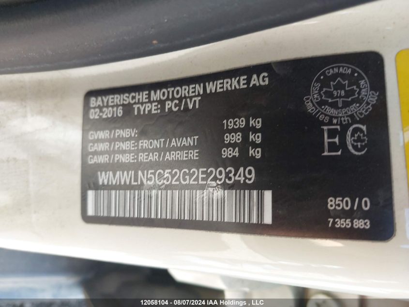 2016 Mini Cooper Clubman VIN: WMWLN5C52G2E29349 Lot: 12058104