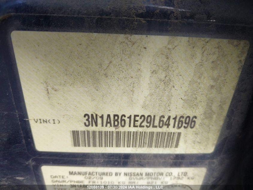 2009 Nissan Sentra 2.0/2.0S/2.0Sl VIN: 3N1AB61E29L641696 Lot: 12058109