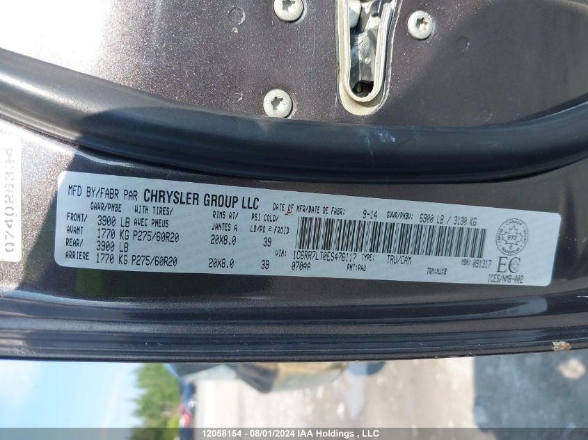 2014 Ram 1500 Slt VIN: 1C6RR7LT0ES476117 Lot: 12058154