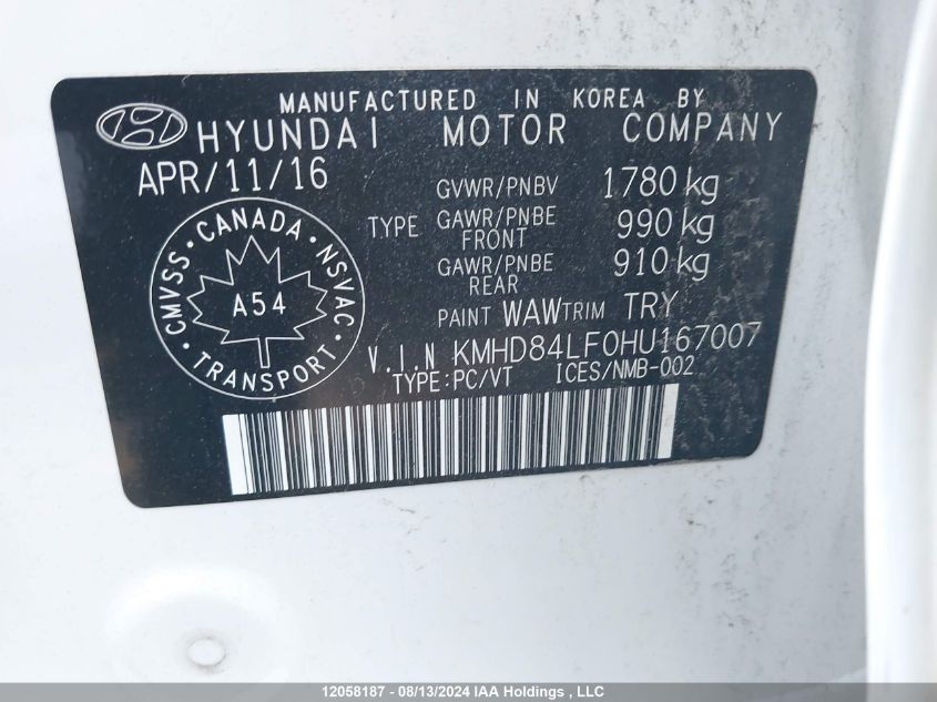 2017 Hyundai Elantra Se/Value/Limited VIN: KMHD84LF0HU167007 Lot: 12058187