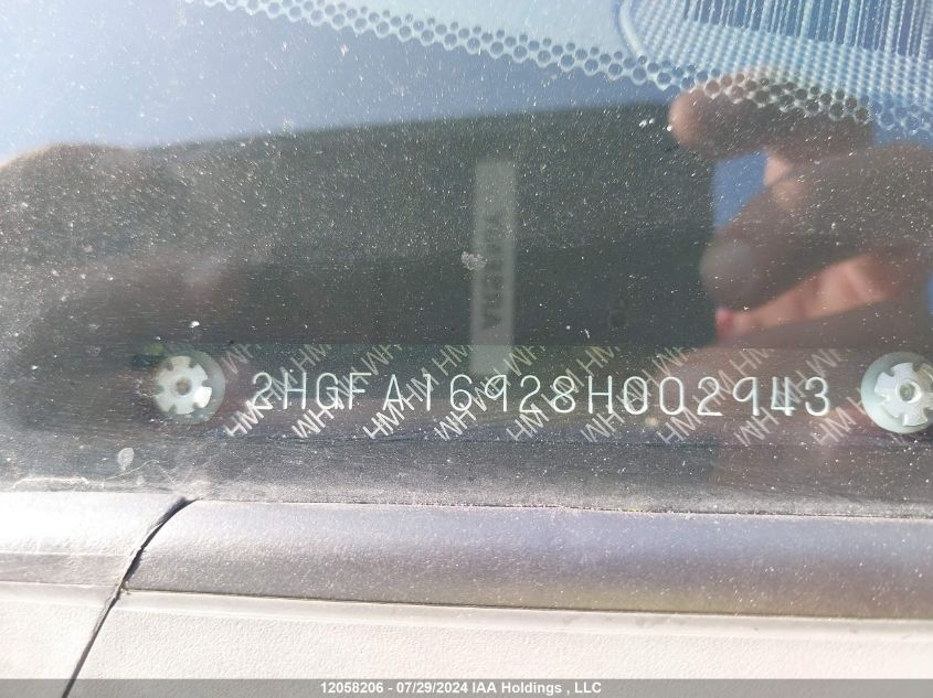 2008 Honda Civic Sdn VIN: 2HGFA16928H002943 Lot: 12058206