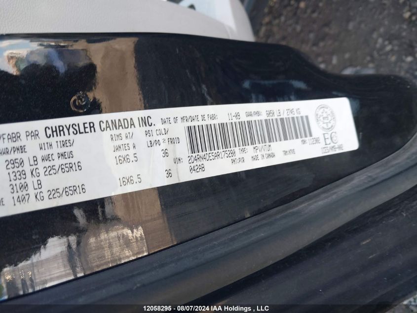 2010 Dodge Grand Caravan Se VIN: 2D4RN4DE5AR175280 Lot: 12058295