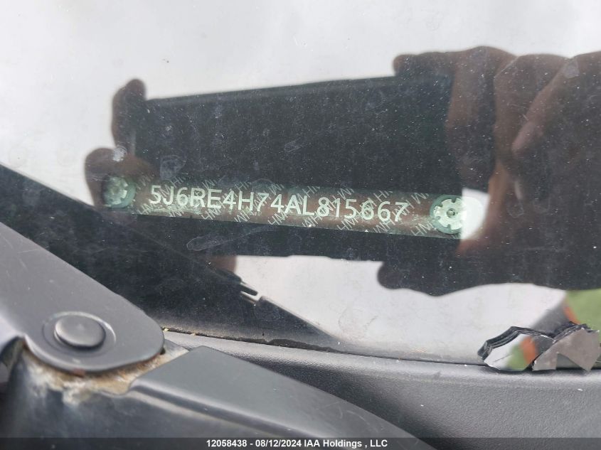 2010 Honda Cr-V VIN: 5J6RE4H74AL815667 Lot: 12058438
