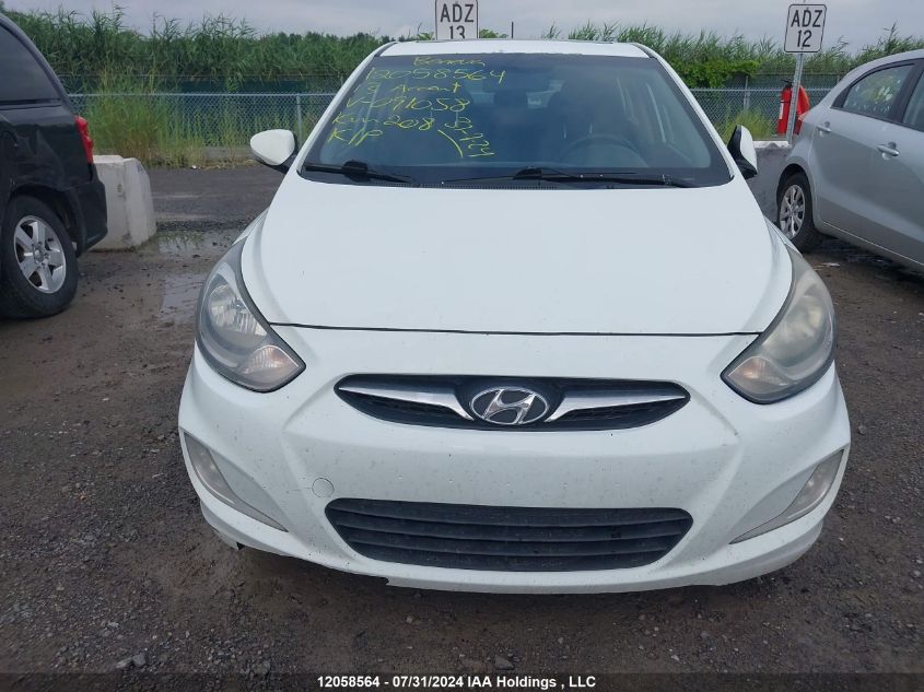 2013 Hyundai Accent Gls VIN: KMHCU5AE7DU091058 Lot: 12058564