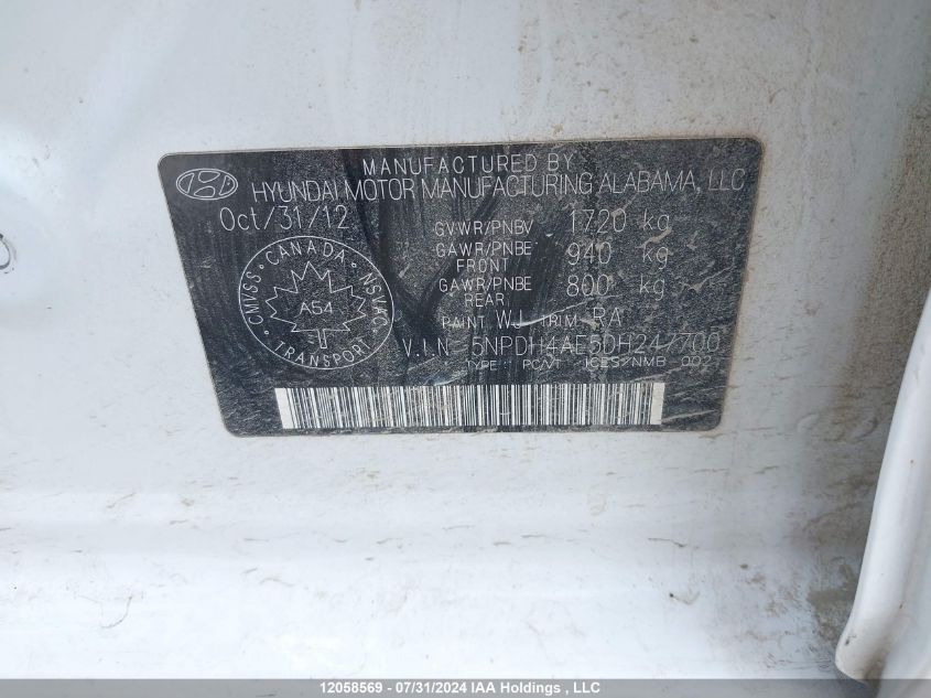2013 Hyundai Elantra Gl VIN: 5NPDH4AE5DH247700 Lot: 12058569