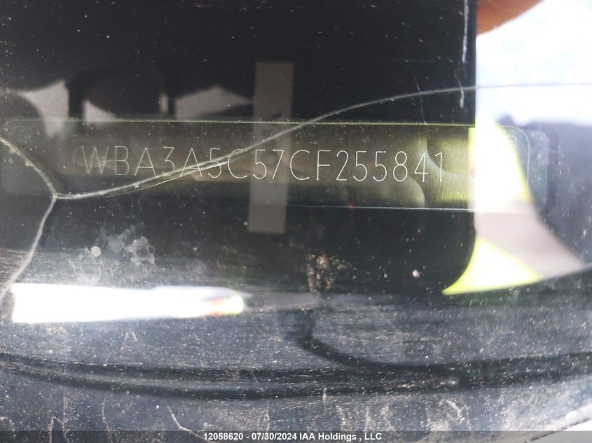 2012 BMW 3 Series VIN: WBA3A5C57CF255841 Lot: 12058620