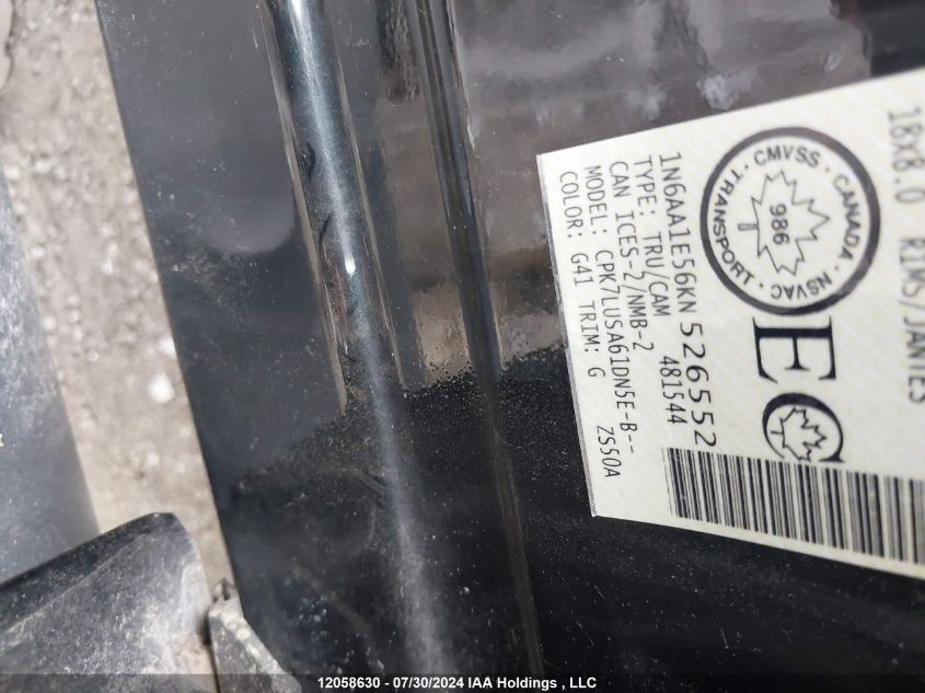 2019 Nissan Titan VIN: 1N6AA1E56KN526552 Lot: 12058630