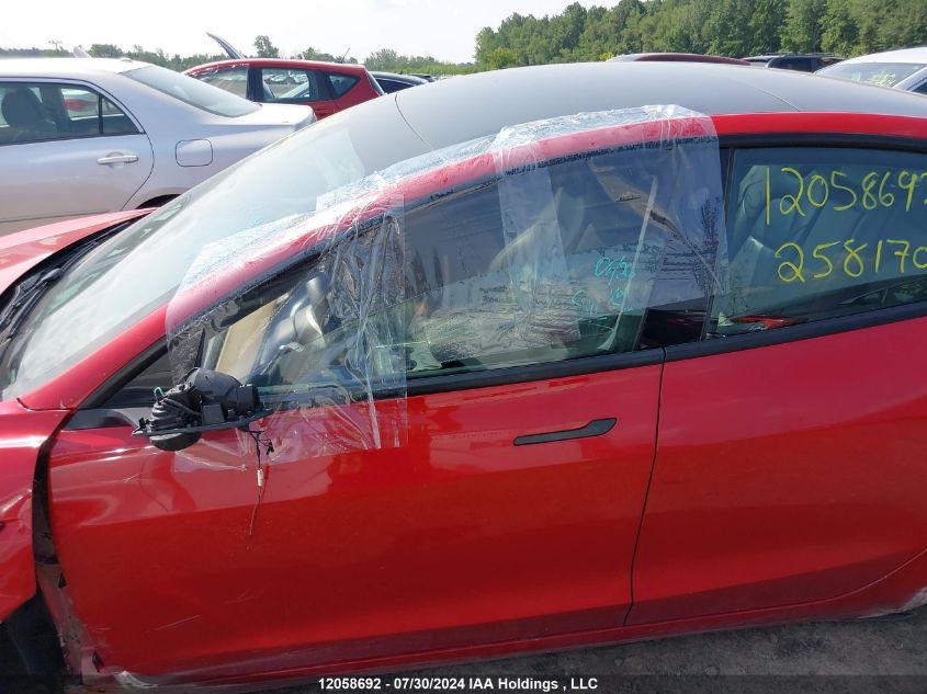 2022 Tesla Model 3 VIN: 5YJ3E1EAXNF258170 Lot: 12058692