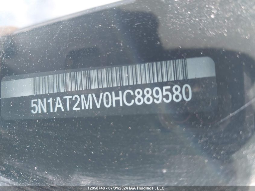 2017 Nissan Rogue VIN: 5N1AT2MV0HC889580 Lot: 12058740
