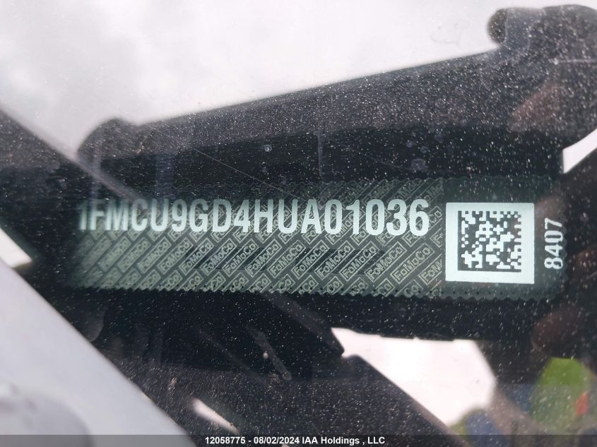 2017 Ford Escape Se VIN: 1FMCU9GD4HUA01036 Lot: 12058775