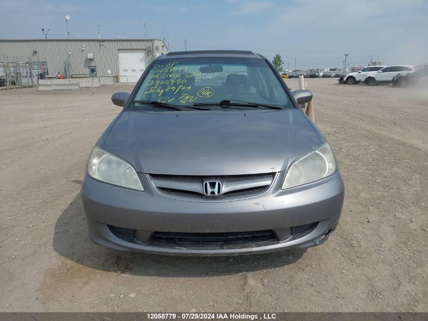 2004 Honda Civic Sdn VIN: 2HGES168X4H925990 Lot: 12058779