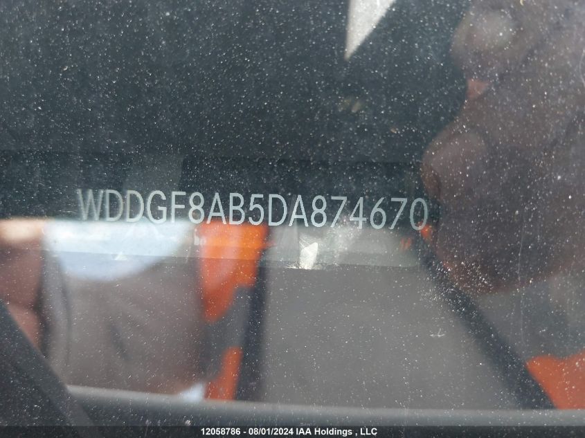 2013 Mercedes-Benz C-Class VIN: WDDGF8AB5DA874670 Lot: 12058786
