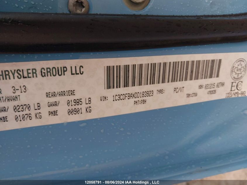 2013 Dodge Dart Sxt VIN: 1C3CDFBAXDD183923 Lot: 12058791