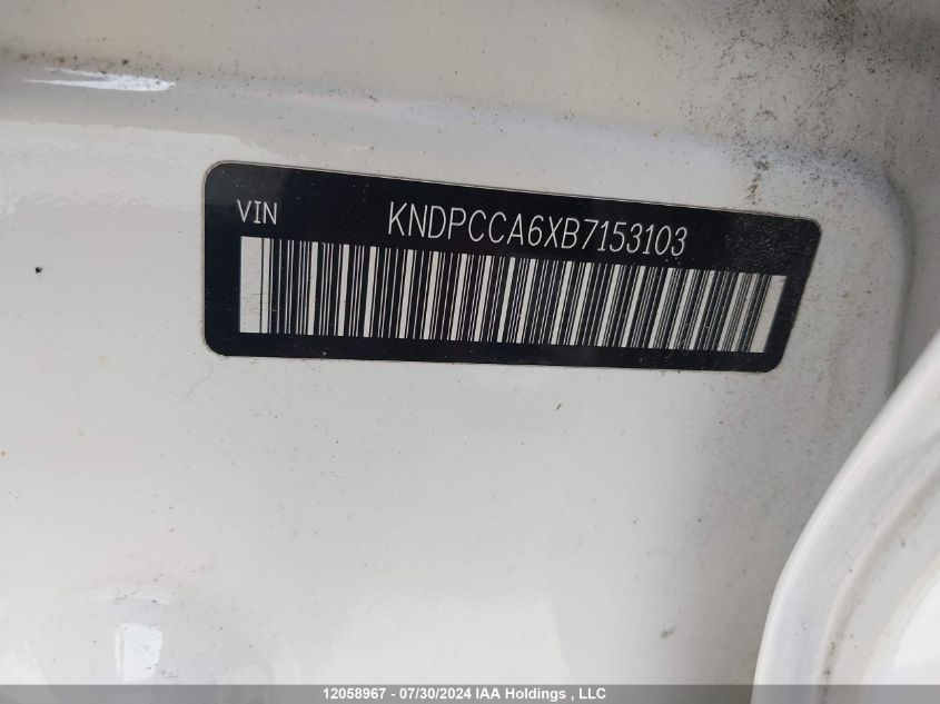 2011 Kia Sportage VIN: KNDPCCA6XB7153103 Lot: 12058967