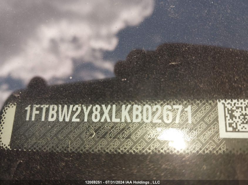 2020 Ford Transit T-350 VIN: 1FTBW2Y8XLKB02671 Lot: 12059251