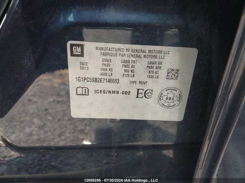 2014 Chevrolet Cruze VIN: 1G1PC5SB2E7146683 Lot: 12059256